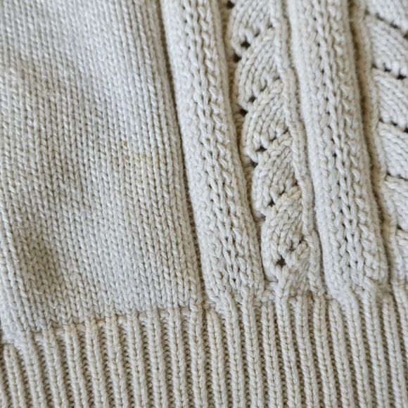 Vintage 90s Talbots cream textured pullover sweater in 100% cotton. In good... - Picture 7 of 9